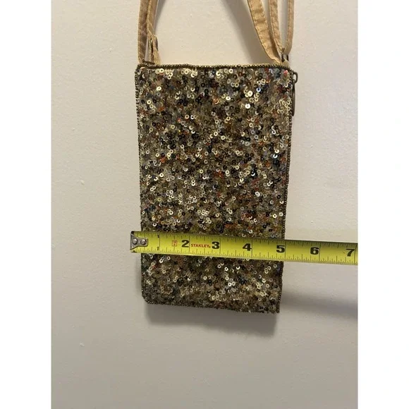 Beaded Bling Evening Bag Clutch Wallet Pocket Crossbody Strap Wristlet Bamboo - Picture 8 of 8